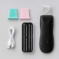 Kit negro con regalo: espátula, cable USB, almohadillas y herramientas de manicura